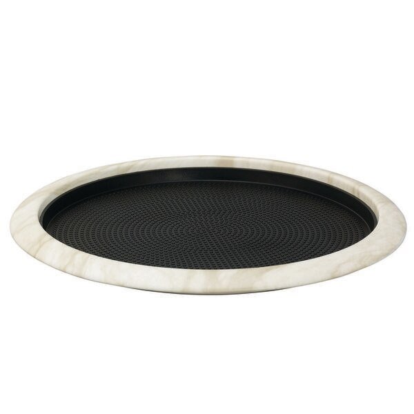 Tray with Removable Insert, 12 Round, Stainless Steel, White Marble, Service Ideas, Mfr#: TR1412RIWM